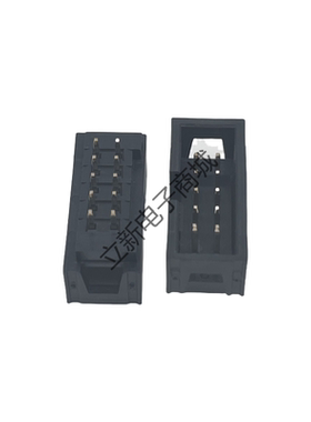 黑色简易牛角座2*5PIN间距2.54mm 直针DC3-10PJTAG插座排线排座