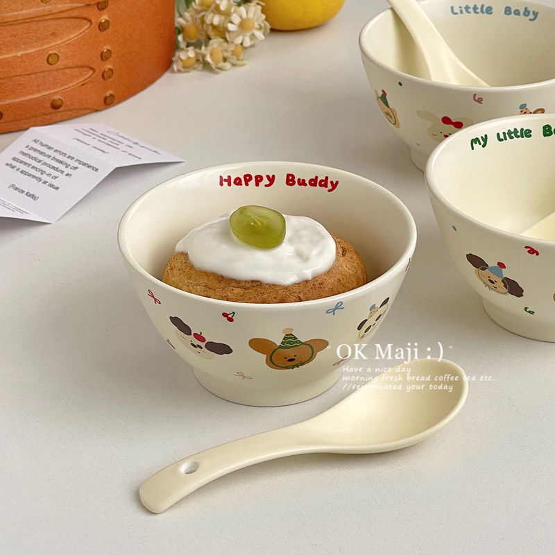 陶瓷碗家用2025新款高颜值饭碗可爱餐具碗勺套装早餐碗水果沙拉碗,餐饮具,碗,淘宝优惠券,粉丝福利购,淘宝优惠卷