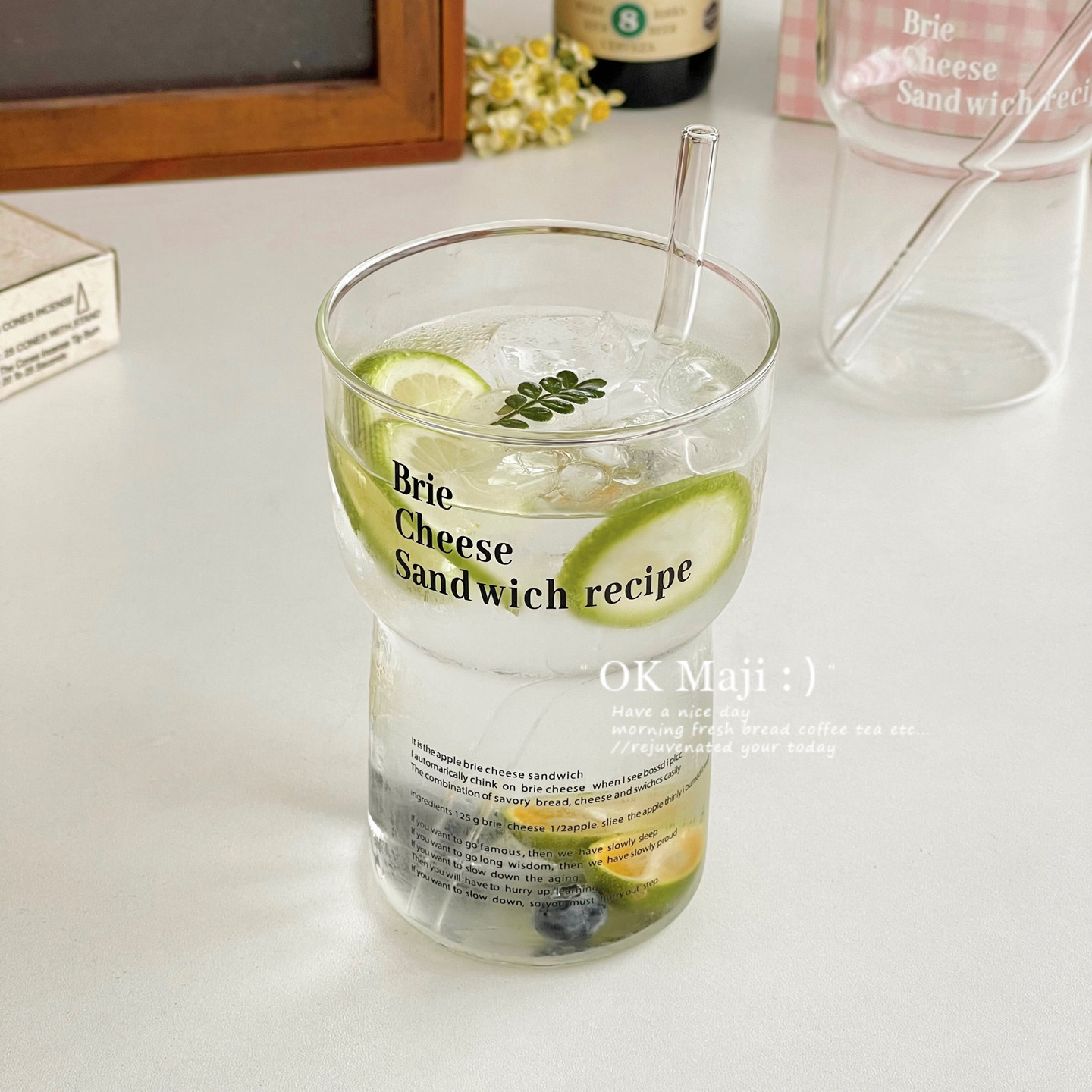 ins风玻璃杯女高颜值喝水杯子家用果汁杯大容量咖啡拿铁杯牛奶杯