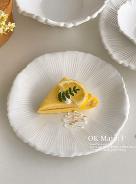 纯白色陶瓷盘子家用菜盘陶瓷西餐餐盘高级感沙拉甜品盘牛排意面盘