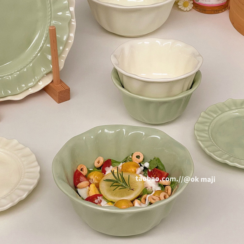 韩国ins风奶油碗碟餐具套装