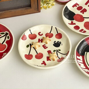 蛋糕碟子陶瓷小吃盘子6寸点心糕点盘精致甜点碟复古甜品盘蛋糕盘