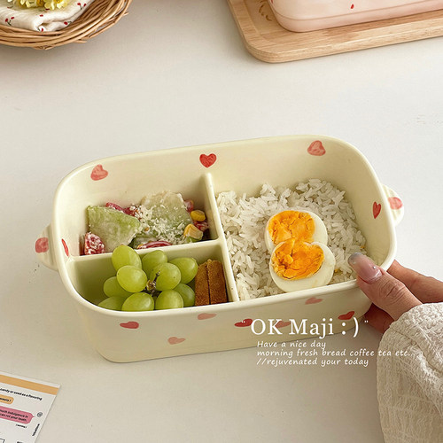 ins风高颜值女生陶瓷饭盒