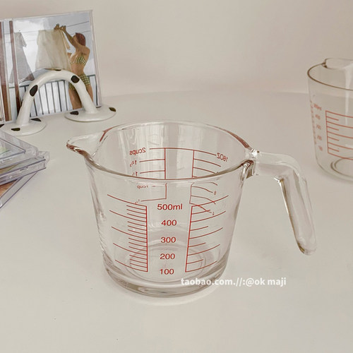 韩国ins风玻璃刻度杯量杯