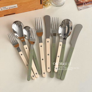 不锈钢刀叉勺三件套ins风餐具套装刀叉奶油风牛排西餐刀叉套装