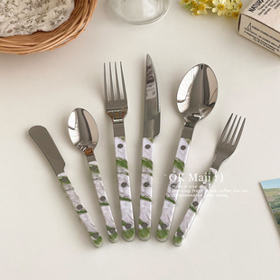 ins刀叉牛排专用高级感西餐餐具套装果酱抹刀不锈钢刀叉勺三件套