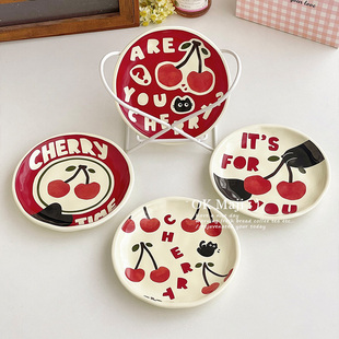 西点甜品盘创意复古小盘子一人食家用小陶瓷碟子陶瓷点心蛋糕盘