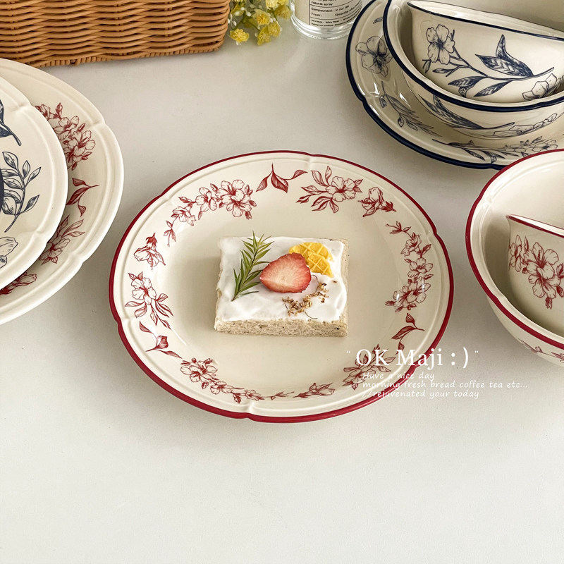 精致蛋糕盘子法式复古陶瓷餐具家用下午茶点心盘高颜值早餐甜品盘,餐饮具,盘,淘宝优惠券,粉丝福利购,淘宝优惠卷