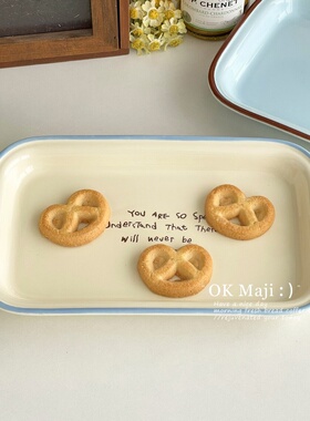 仪式感早餐盘子ins风餐盘家用高级感托盘长方形陶瓷甜品盘面包盘