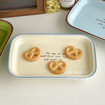 ins风高级感家用长方形陶瓷盘子