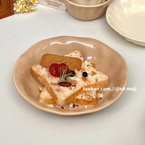 纯色花边陶瓷碗碟餐具套装