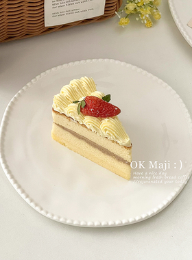 甜品蛋糕盘陶瓷蛋糕盘子高级感轻奢ins风漂亮精致白色蛋糕餐盘