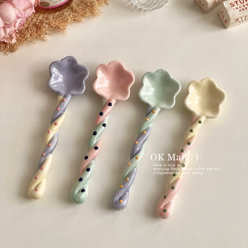 高颜值长柄陶瓷咖啡勺