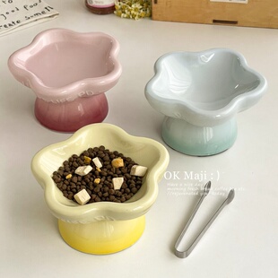 猫碗陶瓷猫咪食盆小猫陶瓷碗防打翻大口径宠物碗高脚碗猫水碗猫盆