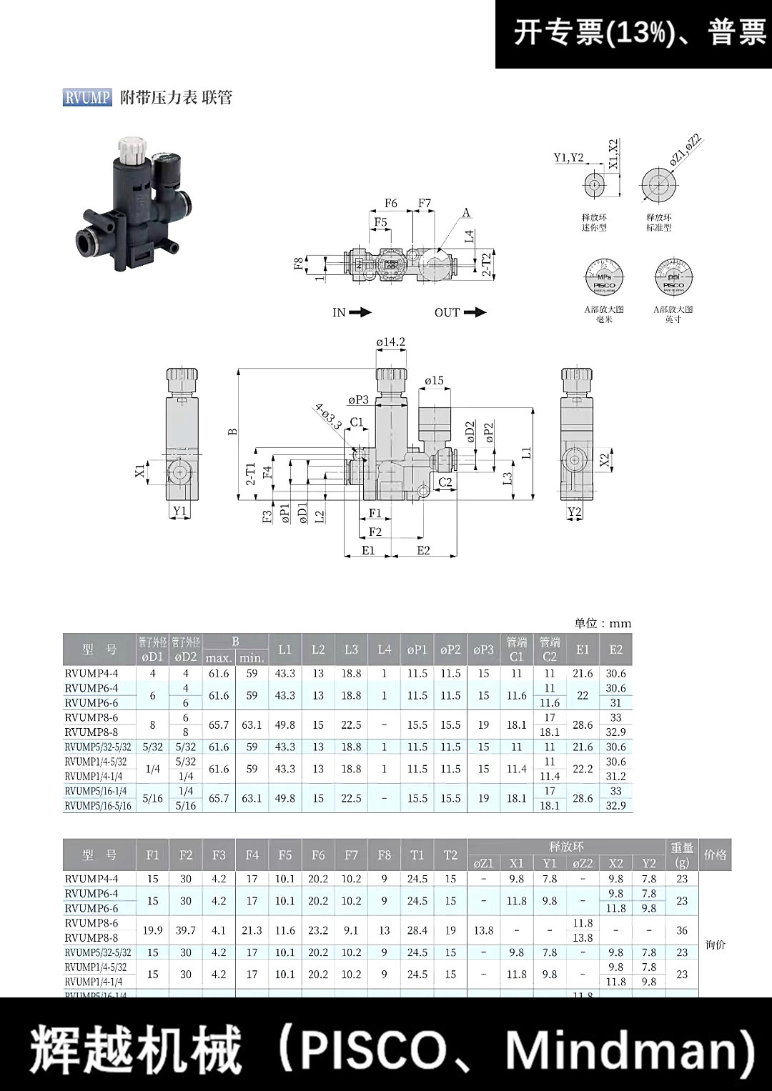 长期销售 碧士克 日本PISCO 调压阀 新款 RVUMP6-4 全新正品