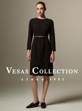 Vesas Collection D1400黑色长袖连衣裙