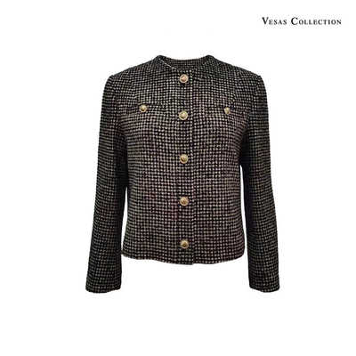 千鸟格纹复古系列上衣小香风