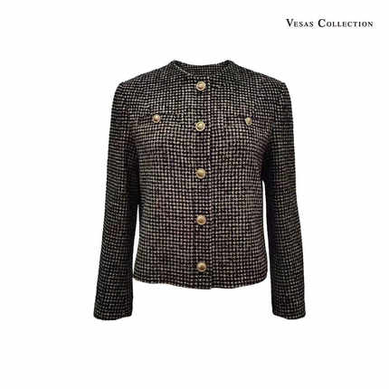Vesas Collection J1128复古系列千鸟格纹小香风上衣