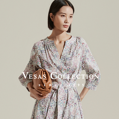 棉布法式度假系列收腰V领