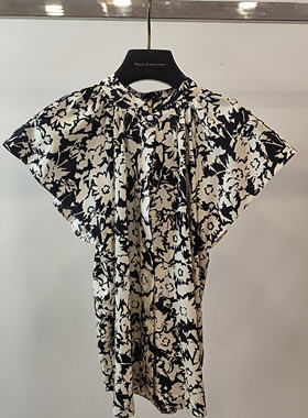 vesascolletion唯尚女装法国印花连衣裙柔韧骨感 简约短袖衬衫