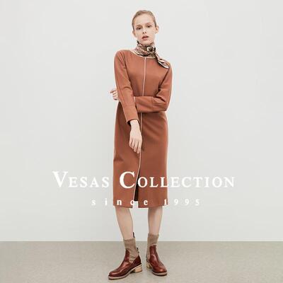 绵羊毛气质收腰连衣裙