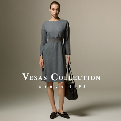 Vesas Collection D1292法式气质羊毛混纺连衣裙