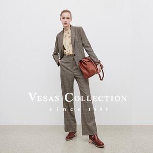 复古显瘦直筒裤 Vesas 格纹西服长裤 新款 T1420 Collection2024秋季