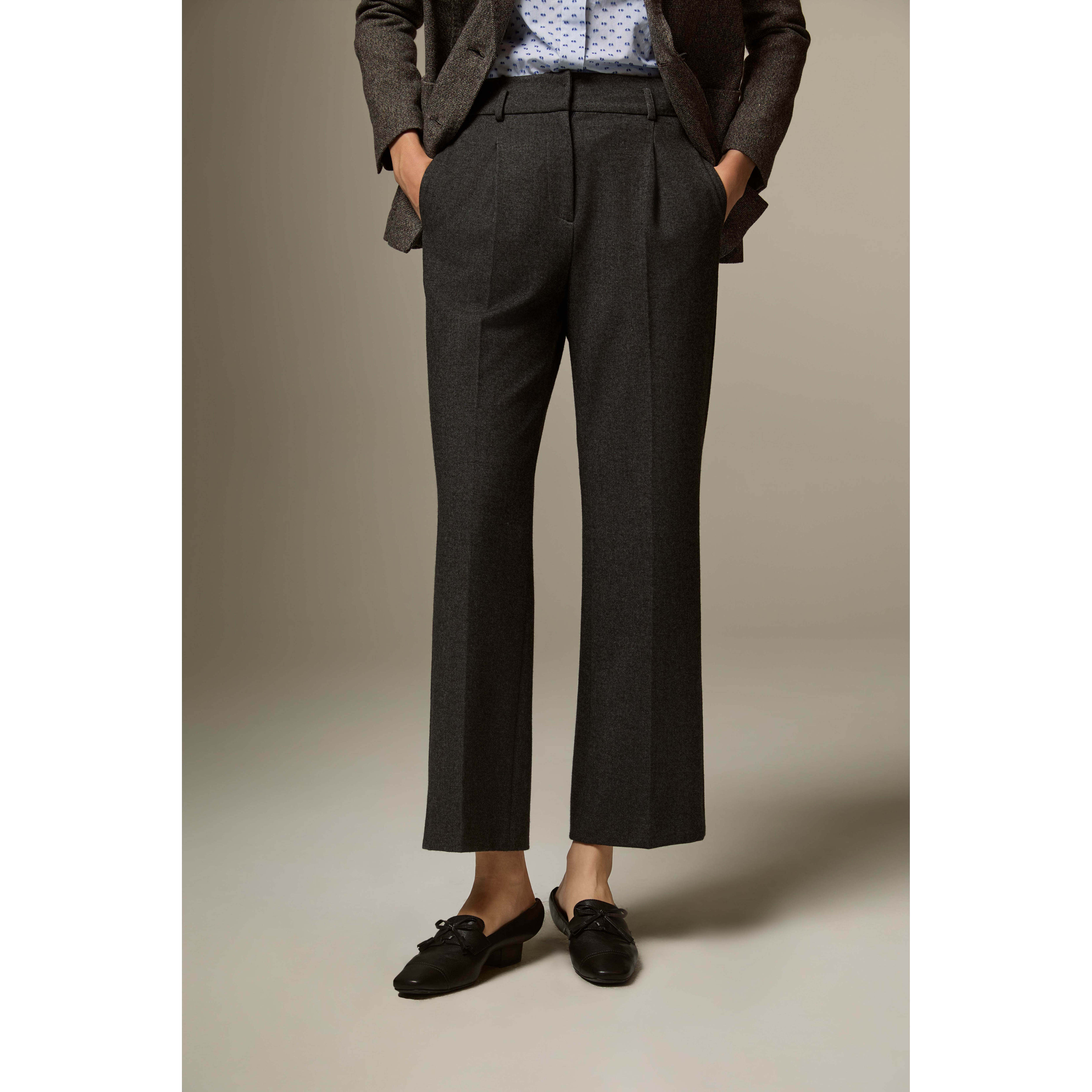 唯尚女装黑色通勤西装裤女气质高腰打褶直筒休闲裤VS234T148211