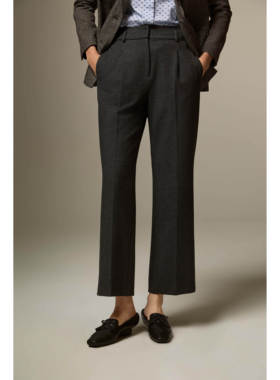 唯尚女装黑色通勤西装裤女气质高腰打褶直筒休闲裤VS234T148211