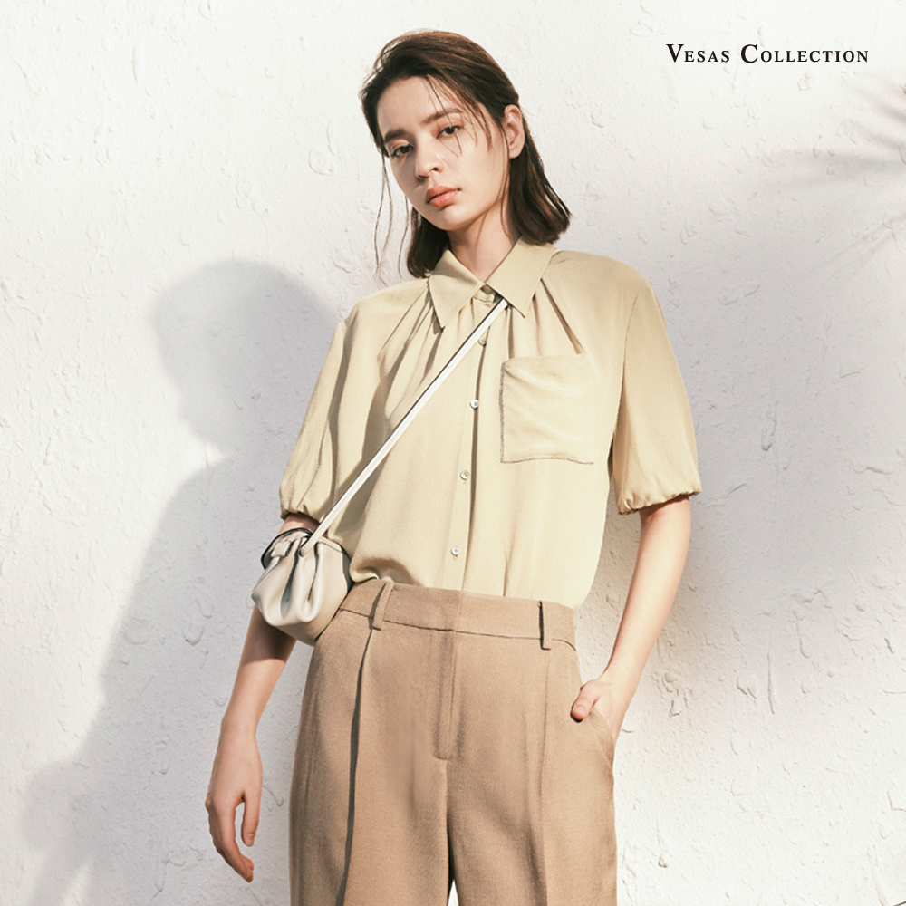 vesas唯尚女装夏季2025年夏新款衬衫气质上衣短袖衬衣高级感