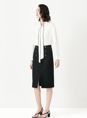 Vesas Collection 唯尚女装 内搭长袖设计感飘带衬衫VS211B085812