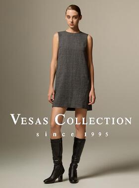 Vesas Collection2024冬季新款时尚宽松舒适H型无袖连衣裙D1428