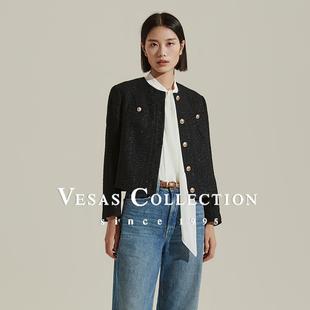 优雅小香风短款 Vesas 时尚 新款 黑色外套J1125 Collection2024冬季
