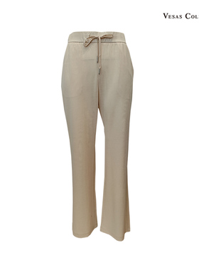 vesas唯尚女装轻商务醋酸ol通勤风压褶直筒西裤醋纤显高裤子