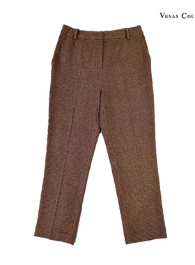 vesas collection唯尚女装羊毛裤温暖随性 厚实直筒高腰宽松T1321