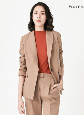 唯尚女装早秋单西服 外套上衣 清冷云驼色 松弛慵懒VS211J096619