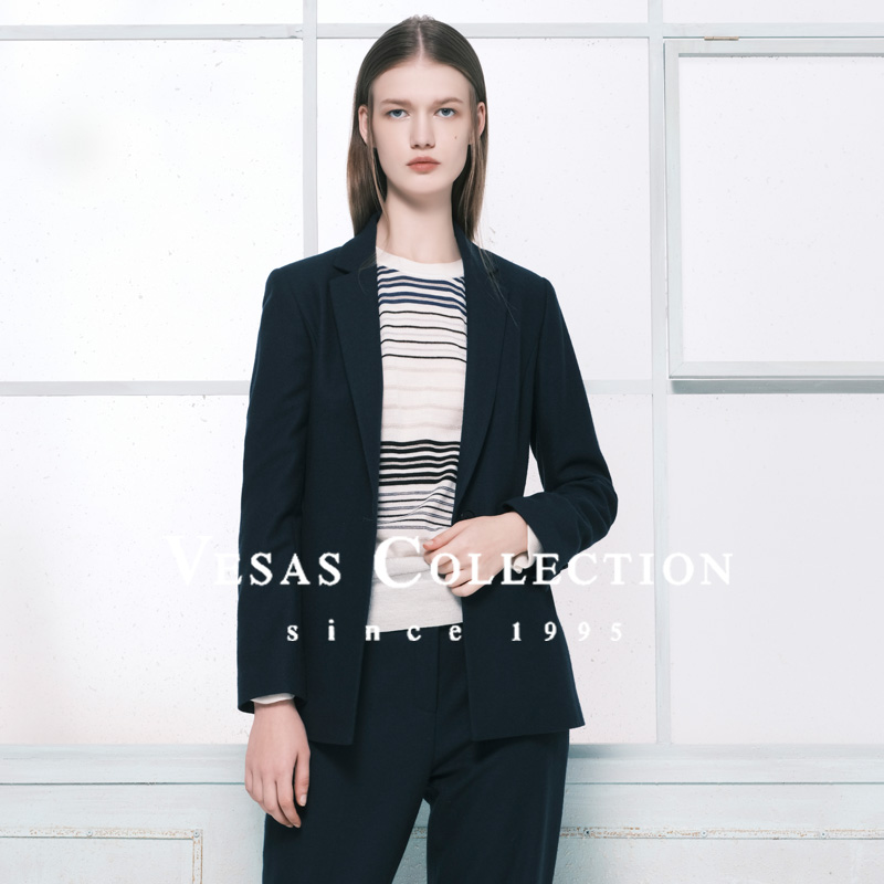 Vesas Collection法兰绒收腰西装上衣J0953