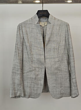 vesascolletion唯尚女装 意产面料ROW风无领灰色立体西装