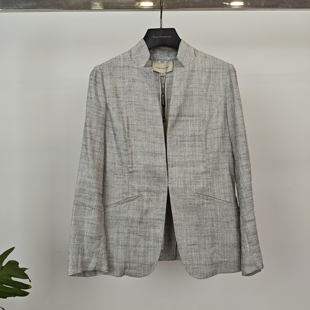 vesascolletion唯尚女装 意产面料ROW风无领灰色立体西装