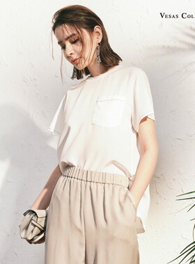 唯尚女装 夏日散步面膜T 定制微透柔软轻肤宽松懒人T恤