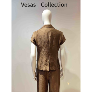 vesas collection唯尚女装亚麻西服 单色西装套装小香风撞色 休闲