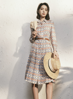 VESAS COLLTION D1298 简约法式浪漫 长袖连衣裙女