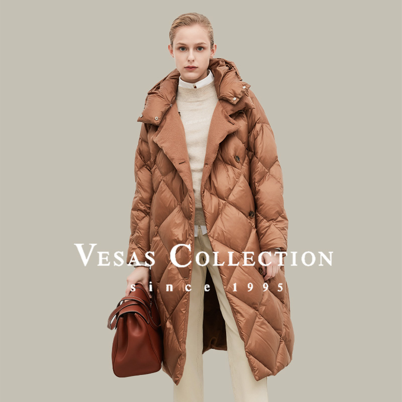 Vesas Collection N0181复古摩登冬日棕色百搭云朵羽绒服