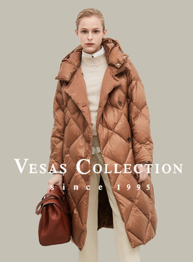 Vesas Collection N0181复古摩登冬日棕色百搭云朵羽绒服
