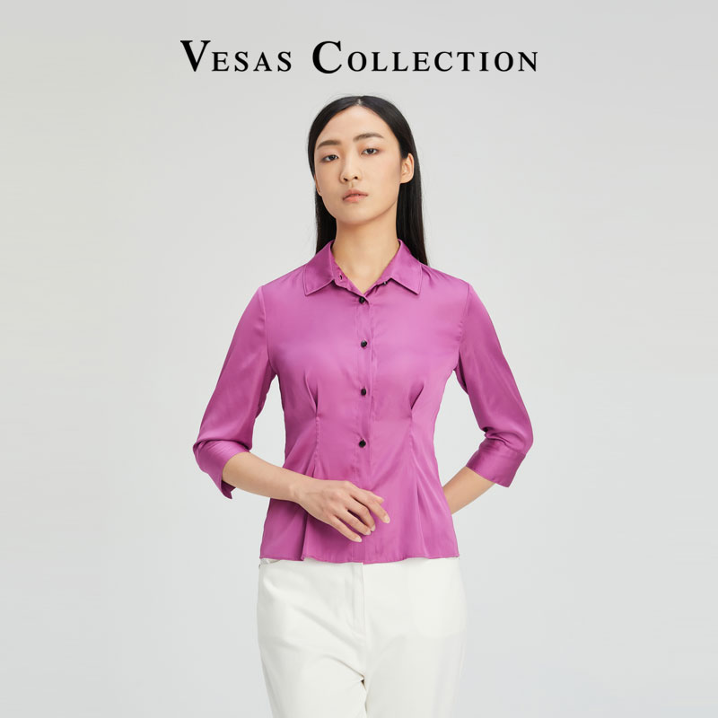 Vesas Collection唯尚女装衬衫 滑般两侧捏褶收腰 尽显婀娜的身材 女装/女士精品 衬衫 原图主图