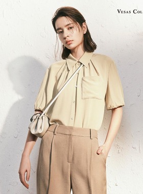 vesascolletion唯尚女装 夏日散步 长相思 简约短袖衬衫