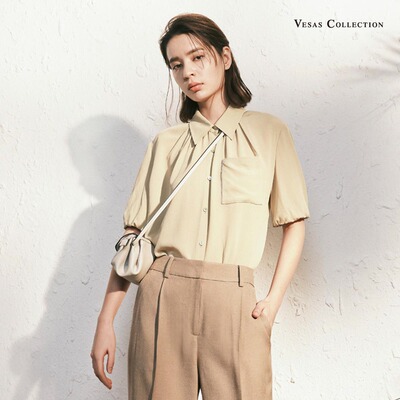 vesascolletion唯尚女装 夏日散步 长相思 简约短袖衬衫
