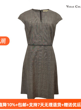vesas collection D1095 威尔士格纹修身OL连衣裙