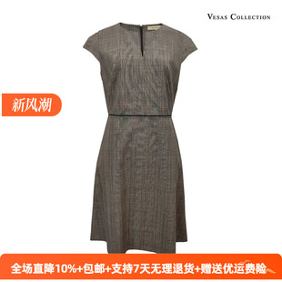 威尔士格纹修身 D1095 OL连衣裙 collection vesas