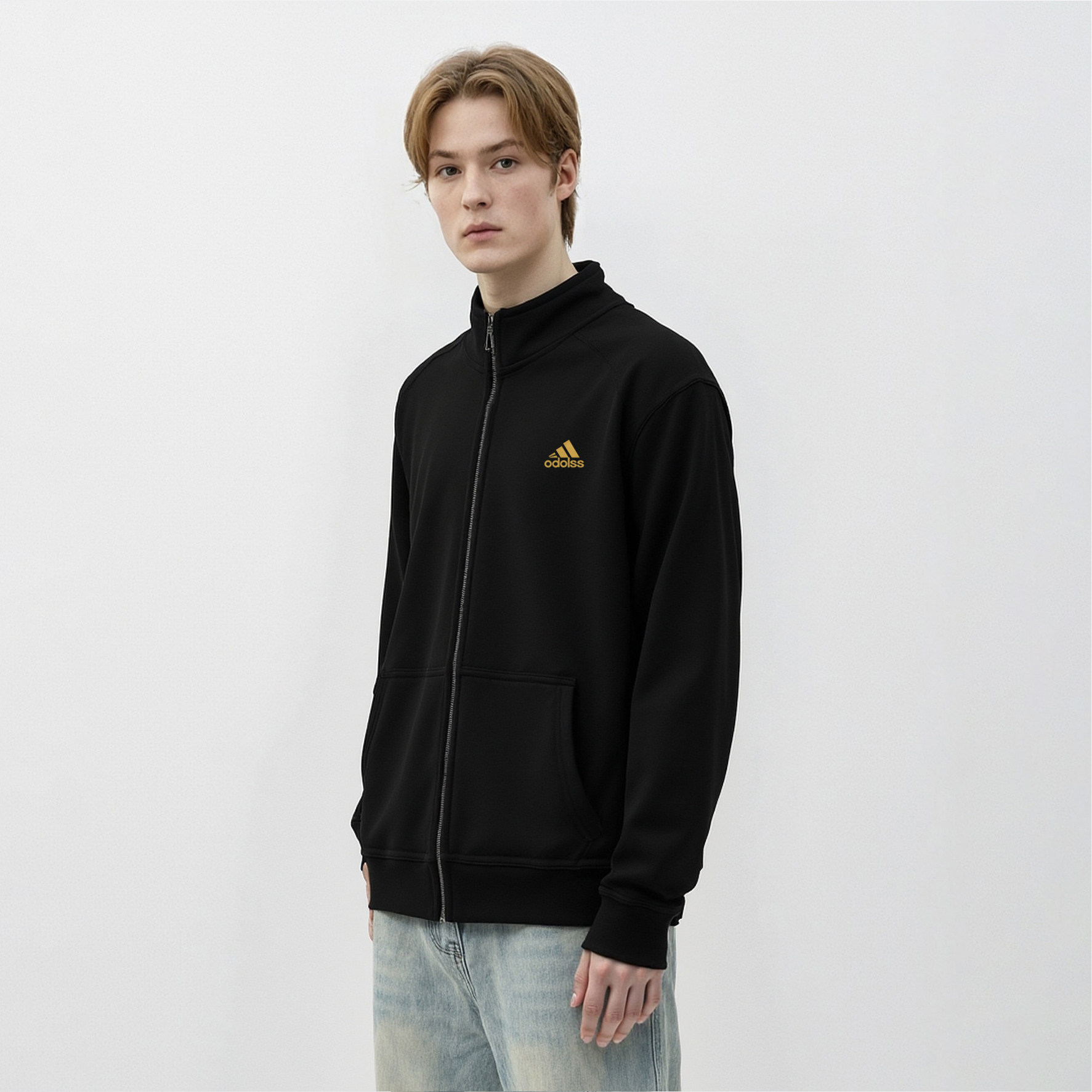 官方正品奥特莱斯潮牌烫金男士立领拉链卫衣春秋休闲运动开衫外套